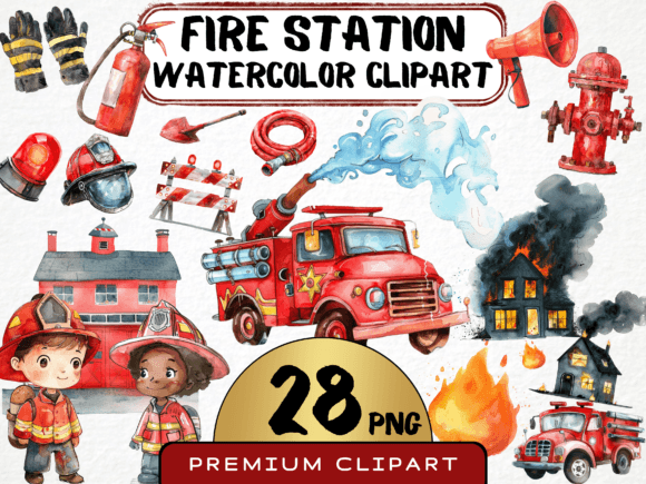 Download Watercolor Fire Station Clipart - Fire Collection