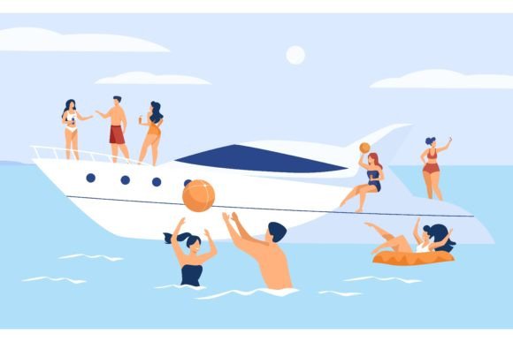 Download Vacation on Yacht Concept. Happy Tourist - Tour Collection