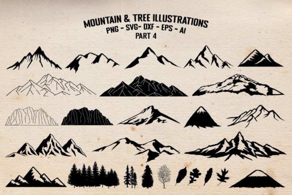 Download Mountains and Trees Illustrations Vector - Premium Resources