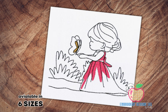 Download Girl Playing with Butterfly Quick Stitch - Quick stitch Collection