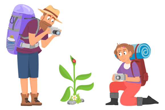 Download Happy Tourist Exploring Nature. Outdoor - Tour Collection